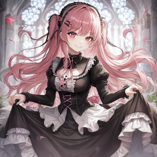 [Holara] medium hair wavy hair woman laugh gothic Lolita [Illustration]